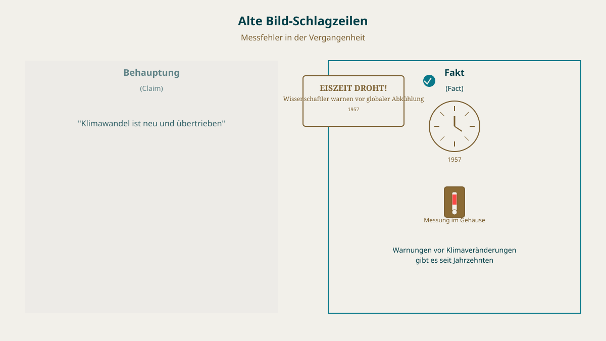 Behauptung: Alte Bild-Schlagzeilen widerlegen Klimawandel. Fakt: Messfehler in der Vergangenheit